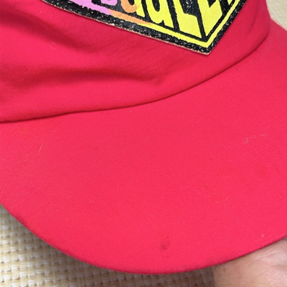 Vintage Bugle Boy Hat Cap 5 Panel Neon Pink Nylon 90s Y2K Spell Out Adult‎ Mens - Picture 6 of 12